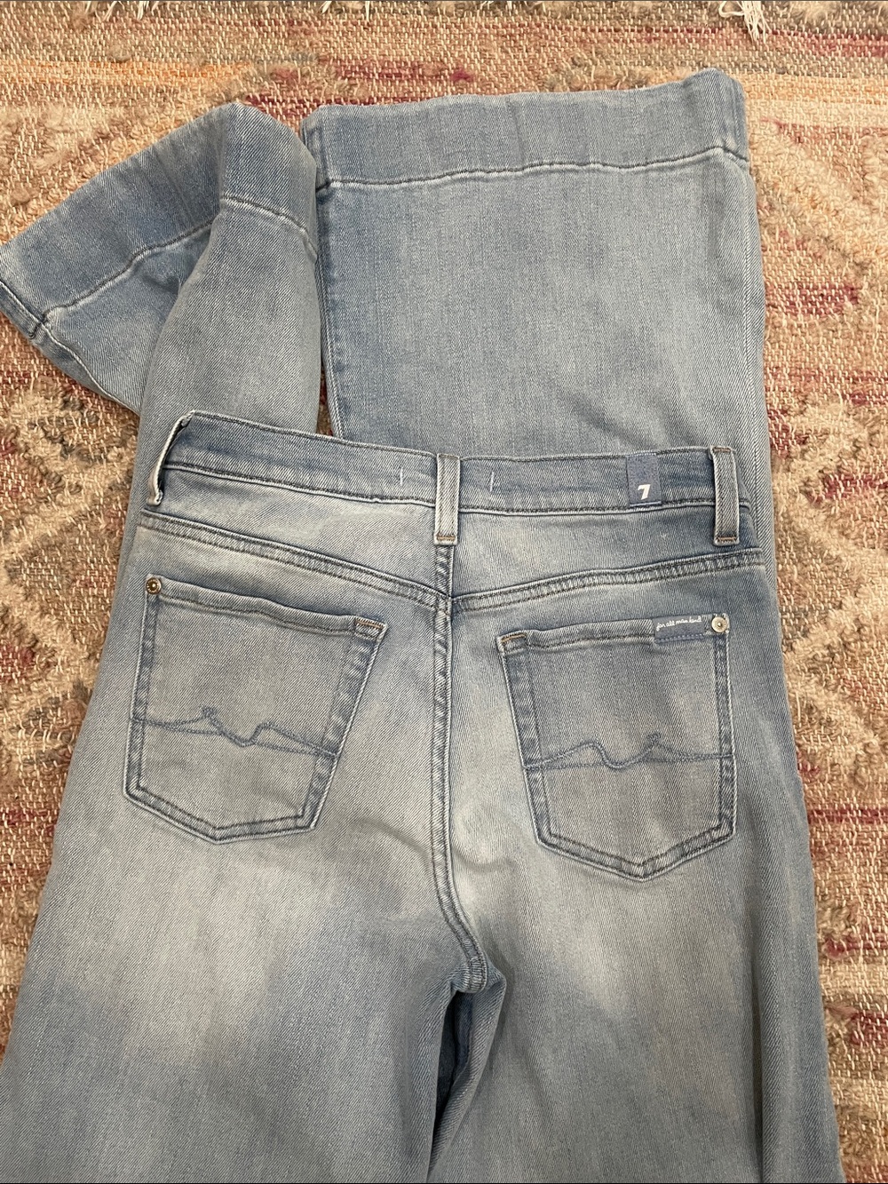 7 For All Mankind Modern Dojo Light Blue Wide Leg Jeans Size 28 - Picture 6 of 6